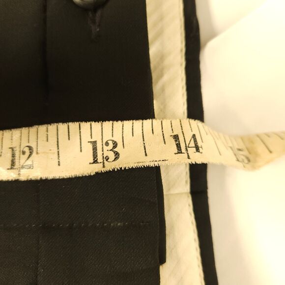 Hart Schaffner Marx Mens 42x28 Black Super 100's Wool Pleated Cuffed Dress Pants - Picture 6 of 7